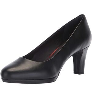Rockport Total Motion Leah Black Leather Pumps Women's Heels Comfort Work Shoes